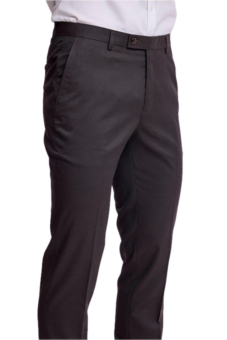 Downing Slim Fit Flat Front Pants, Alternate, color, DARK CHOCOLATE
