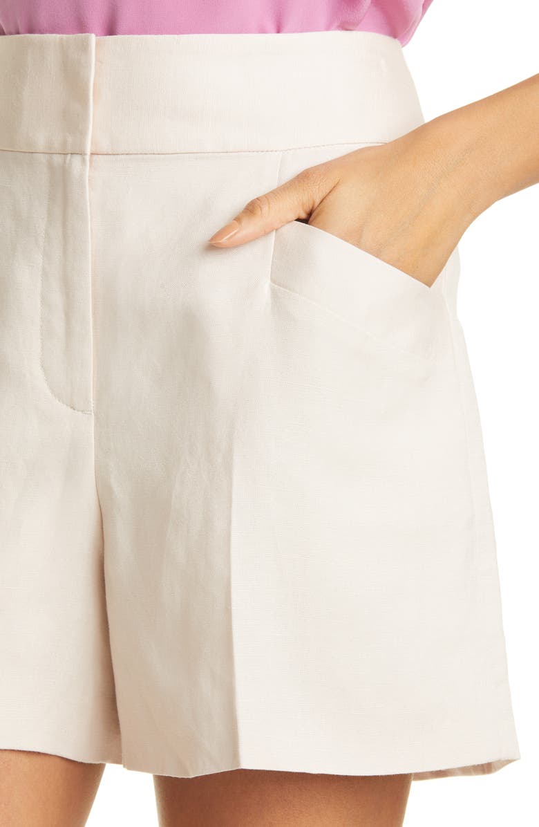 Club Monaco Stripe Linen Blend Shorts, Alternate, color, Pink