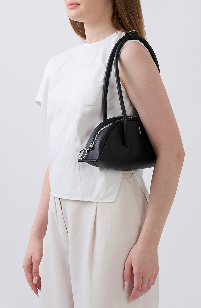 behno Mini Laverne Leather Bowler Bag, Alternate, color, Black