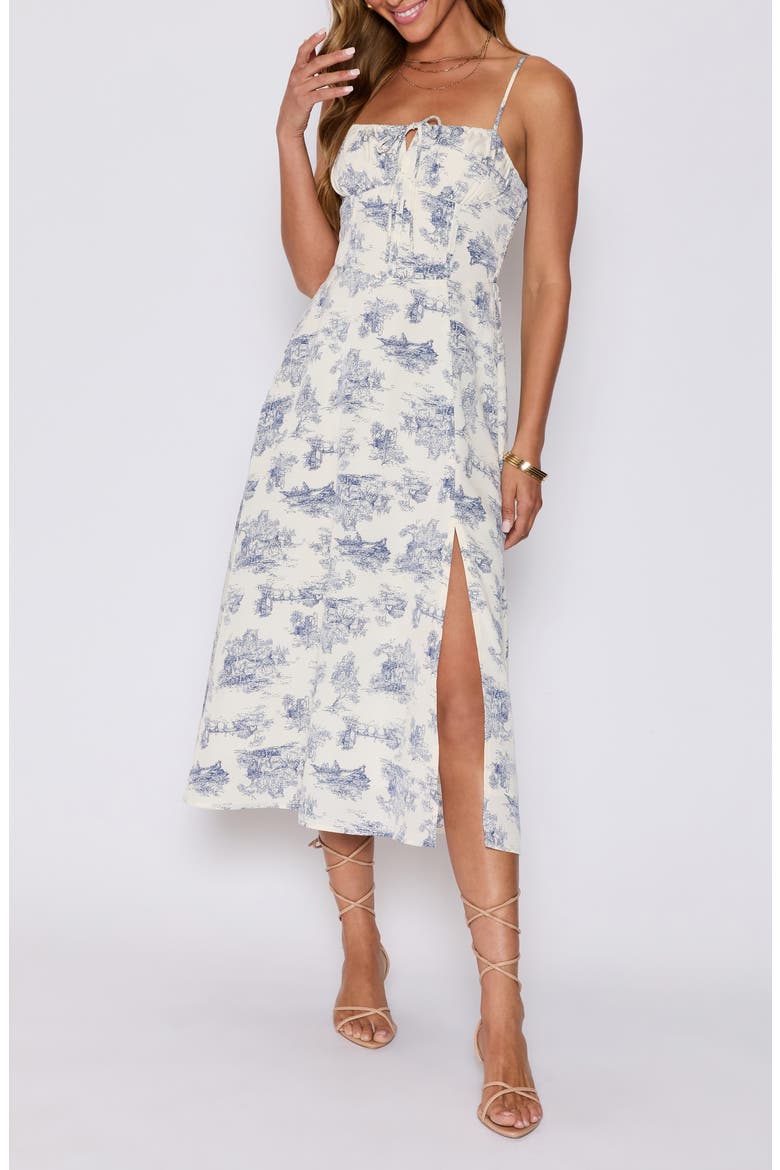 Jessie Fit & Flare Milkmaid Sundress (Nordstrom Exclusive), Main, color, CREAM/ BLUE