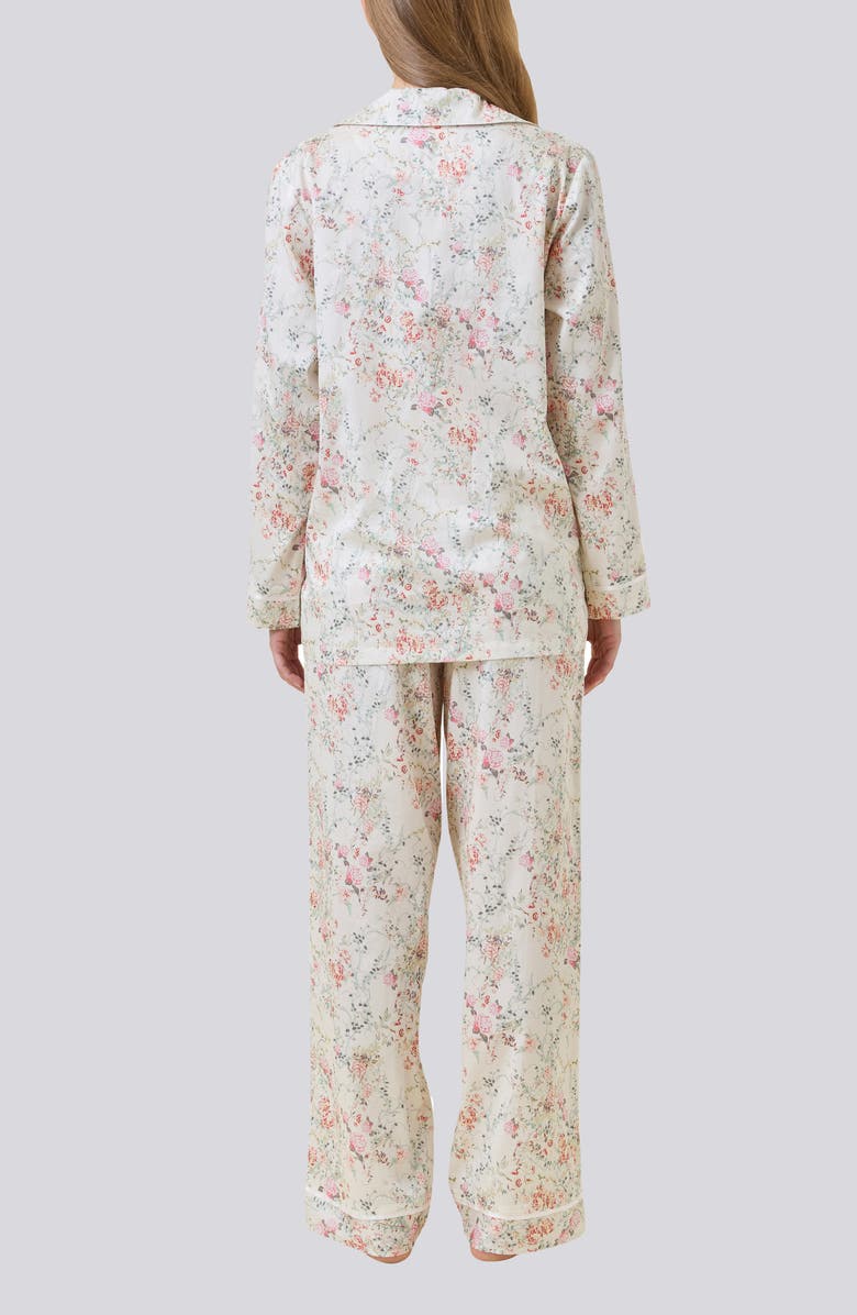 Papinelle Yolly Floral Lace Cotton Sateen Long Pajamas, Alternate, color, Ecru