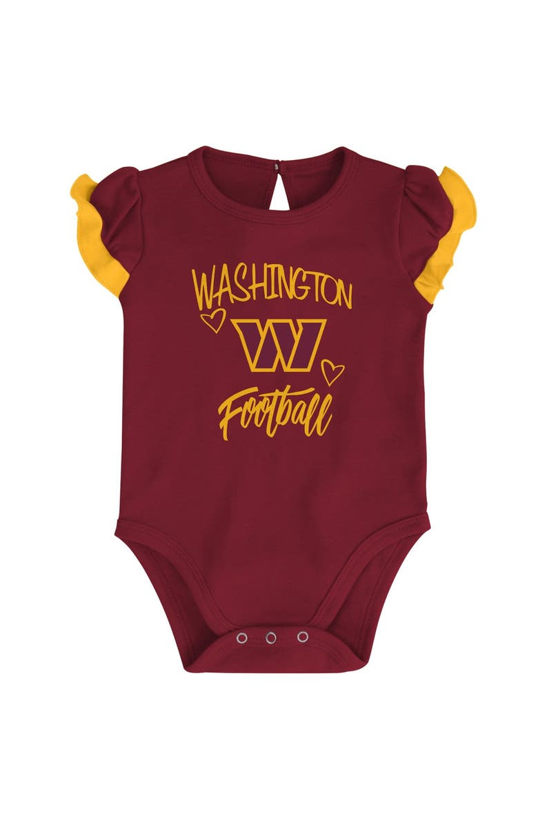 Outerstuff Newborn & Infant Burgundy/Gold Washington Commanders Too Much Love Two-Piece Bodysuit Set, Alternate, color, Burgundy