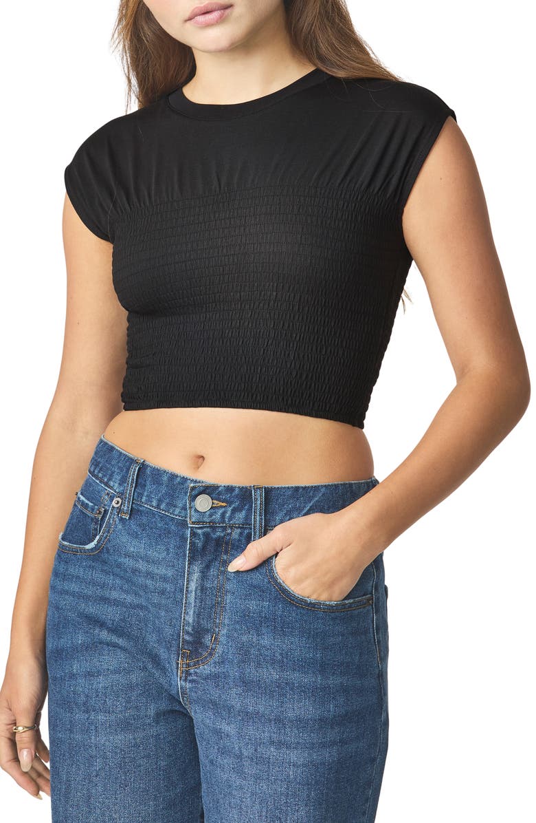 Florence by Mills Smocked Hem T-Shirt, Main, color, Black