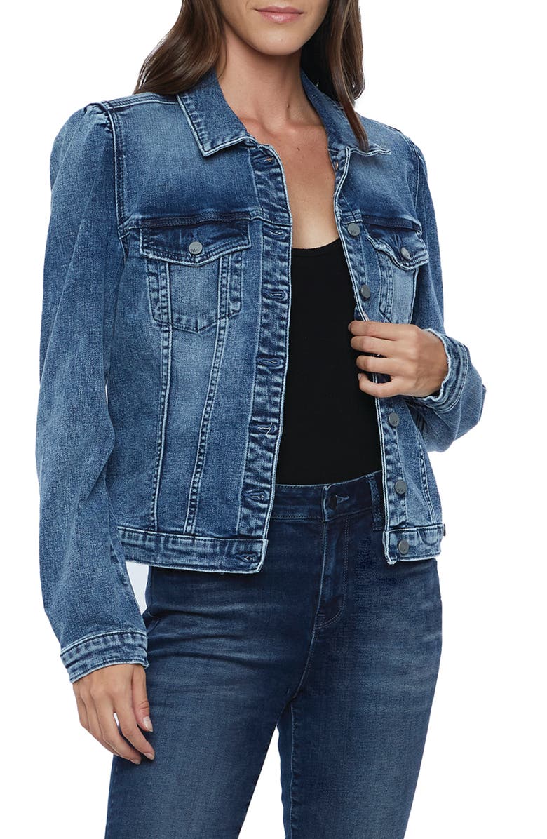 Wash Lab Denim Wash Lab Puff Sleeve Denim Jacket, Main, color,