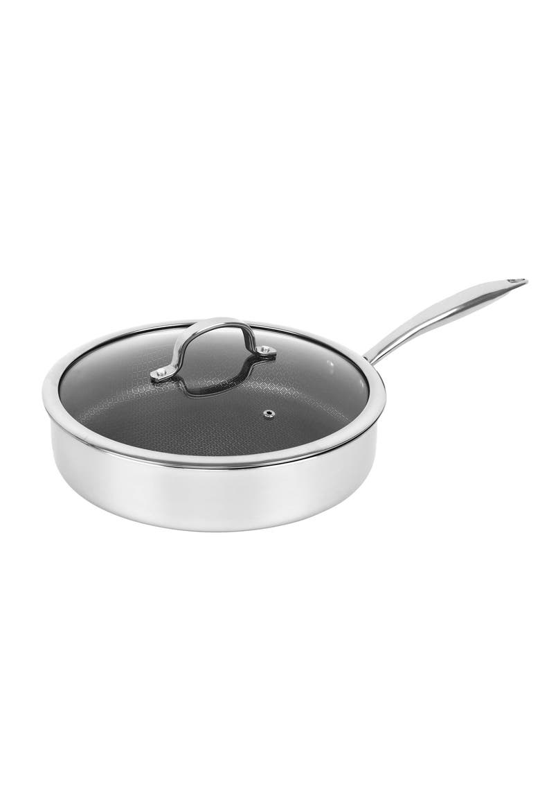 11 inch NonStick SS Deep Saute Pan w/ Glass Lid, Main, color, Silver