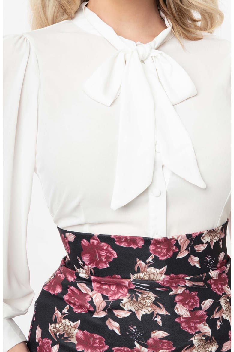 Long Sleeve Neck Tie Gwen Blouse, Alternate, color, White