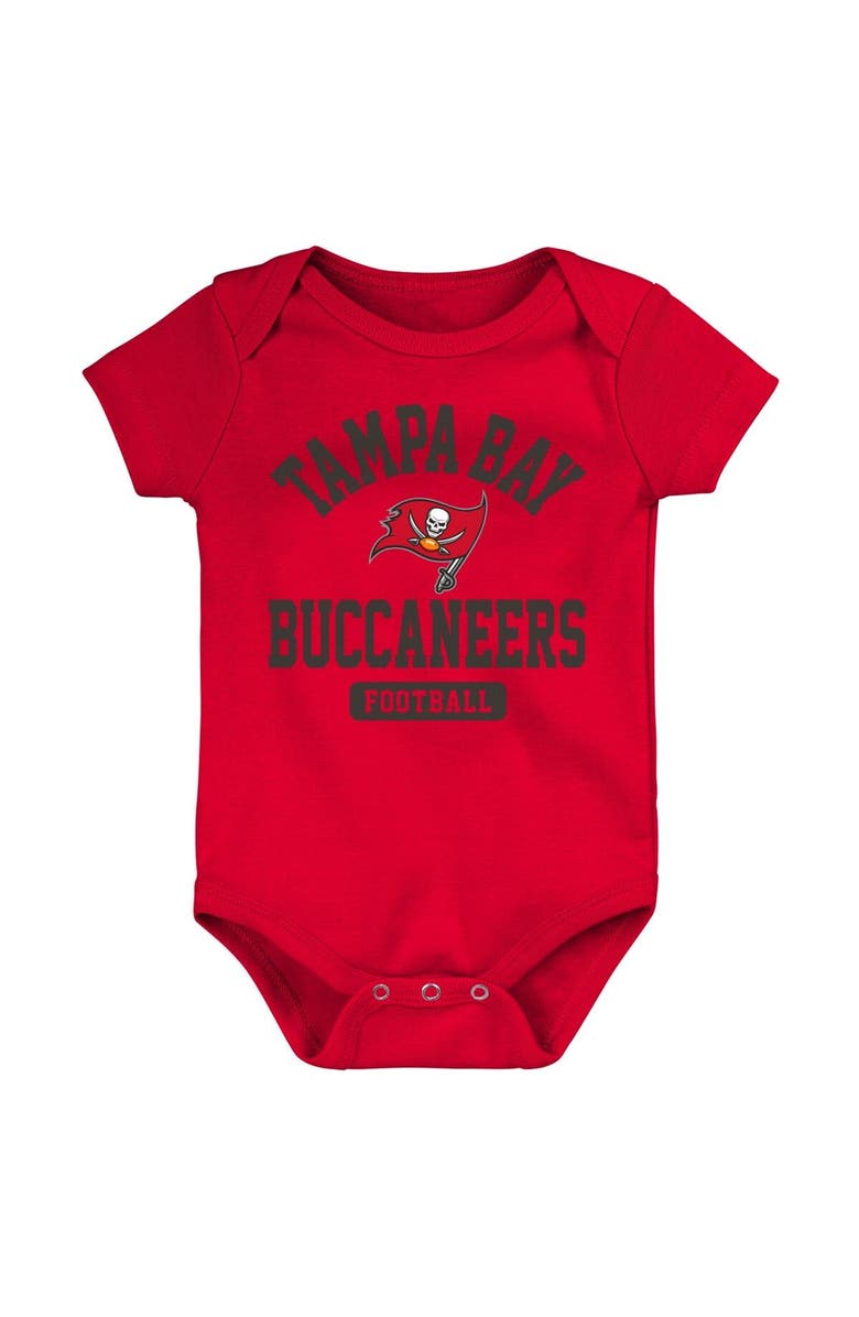 Outerstuff Newborn & Infant Red/Pewter/Heathered Gray Tampa Bay Buccaneers Three-Piece Eat Sleep Drool Bodysuit Set, Alternate, color, 