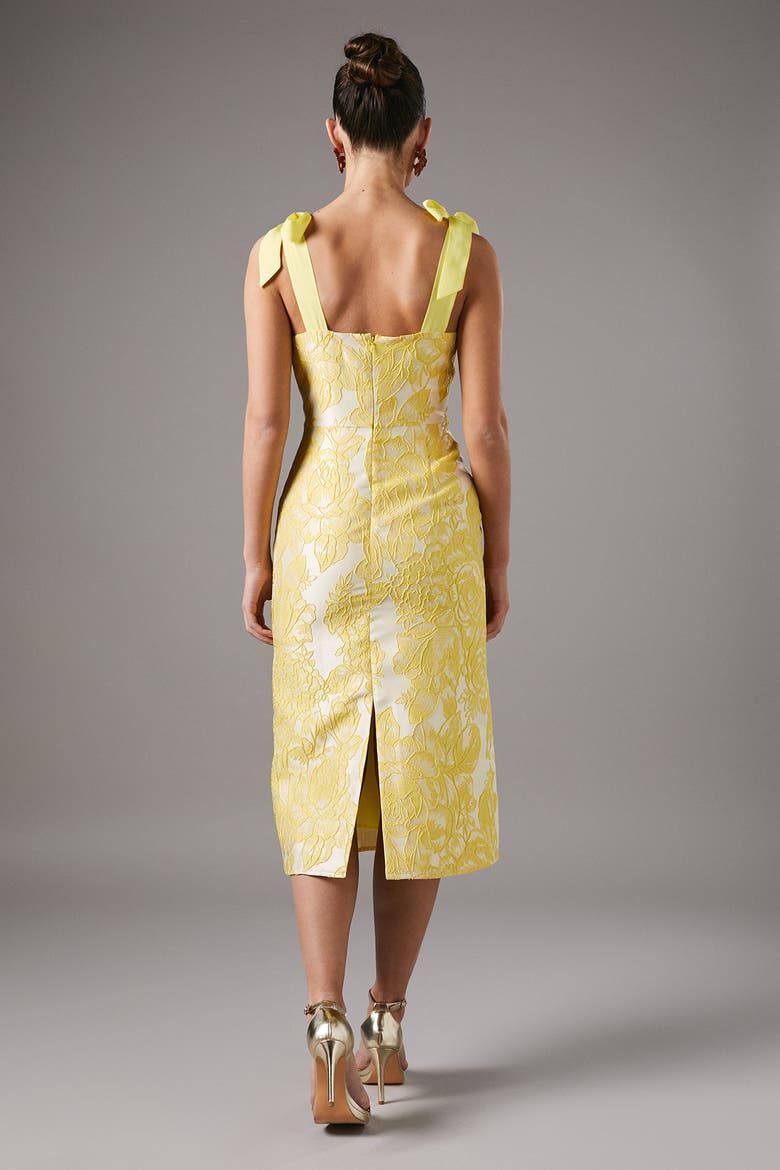 Jacquard Pencil Midi Dress, Alternate, color, Yellow