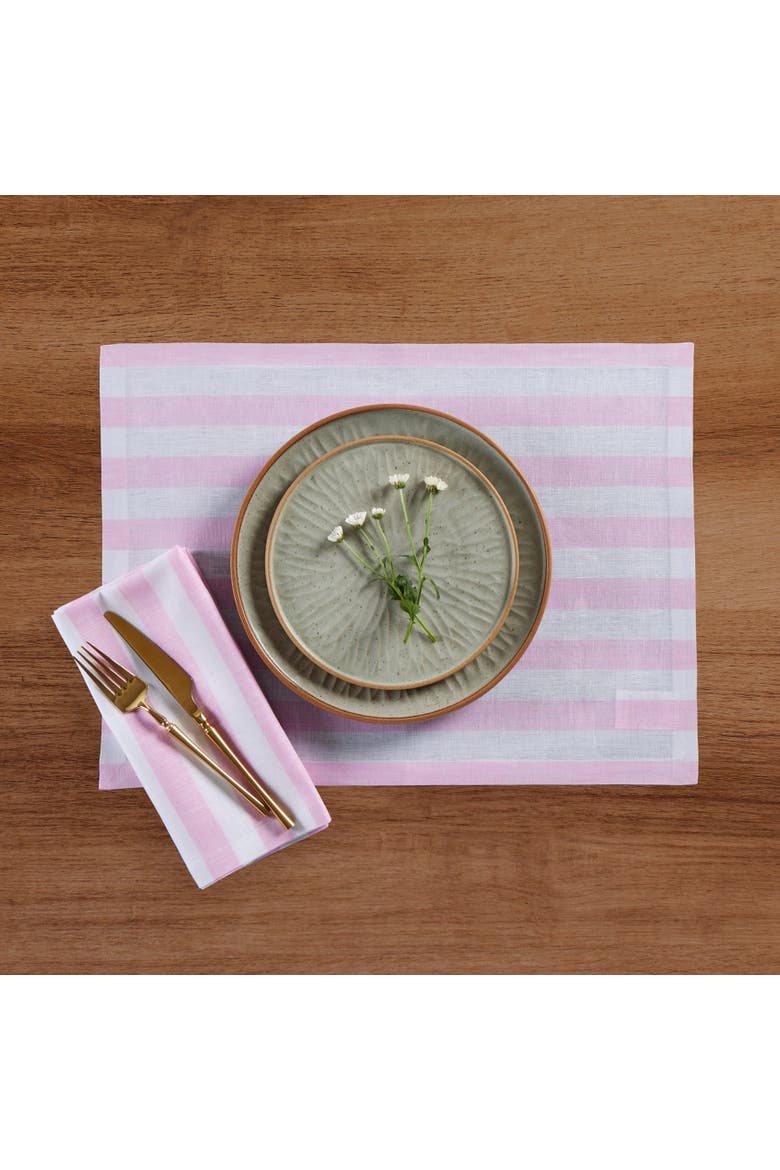 Linen Dinner Napkins Set of 4, 20 x 20" - Sorrento Stripe, Alternate, color, Pink and White