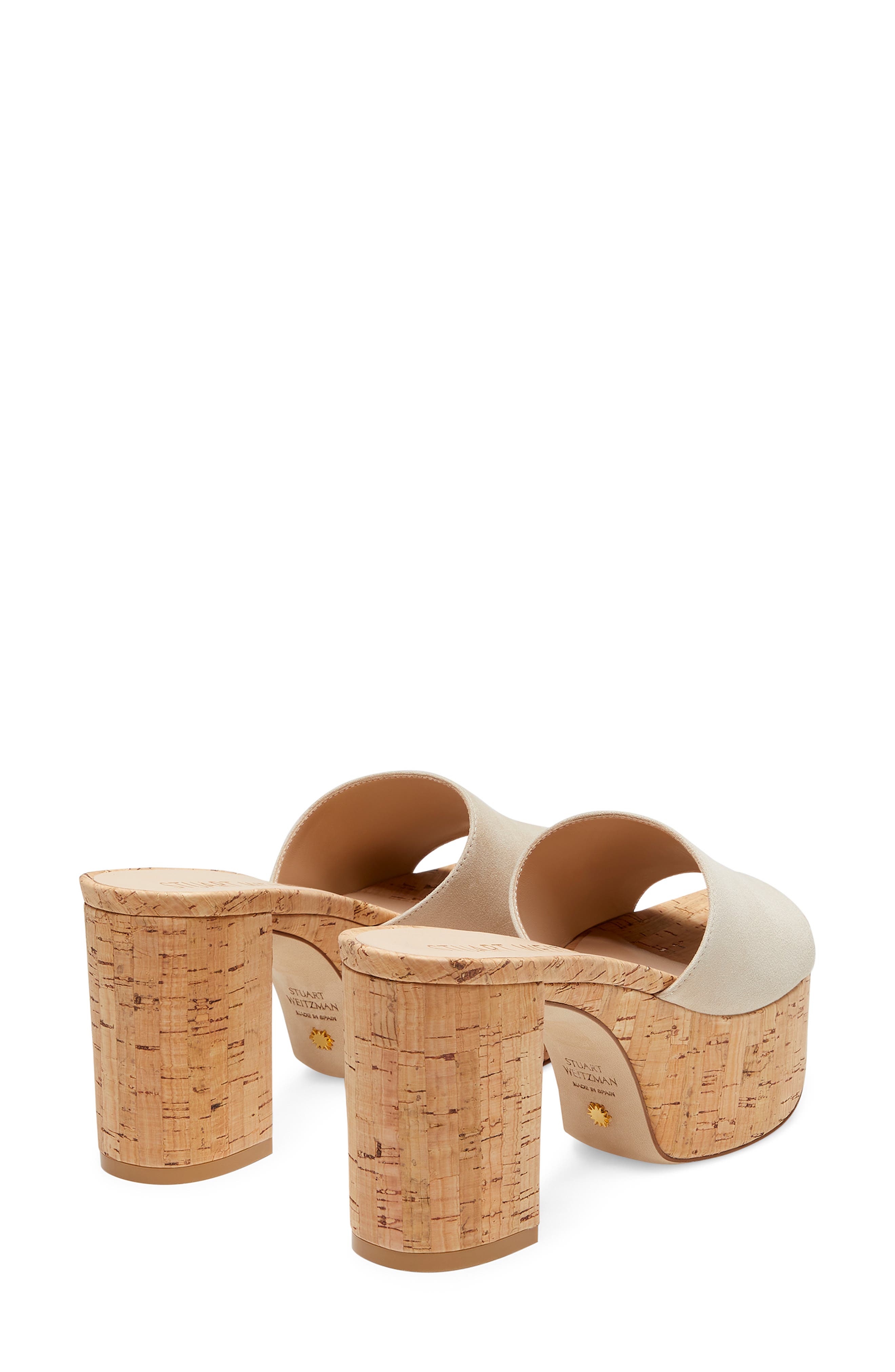 Stuart Weitzman Squarehigh Platform 95 Slide Sandal, Alternate, color, Dune