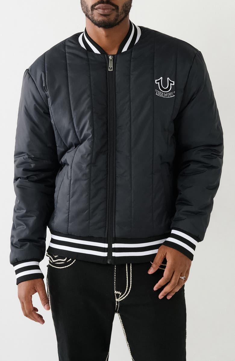 True Religion Vertical Quilt Bomber Jacket, Main, color, 