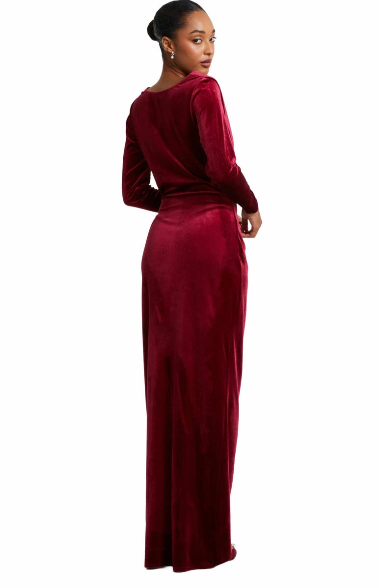 QUIZ Velvet Cowl Long Sleeve Maxi Dress, Alternate, color, 