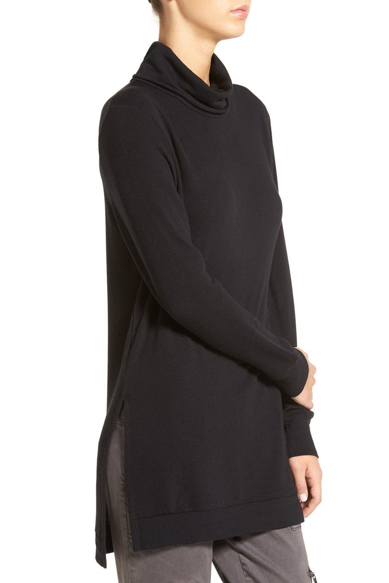 Side Slit Turtleneck Tunic, Alternate, color, BLACK