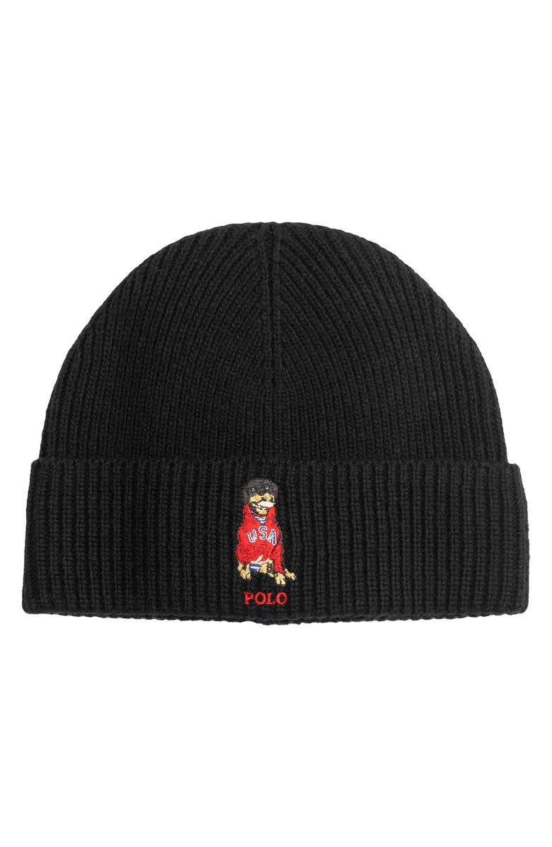 Polo Ralph Lauren Usa Dog Beanie, Main, color, Polo Black