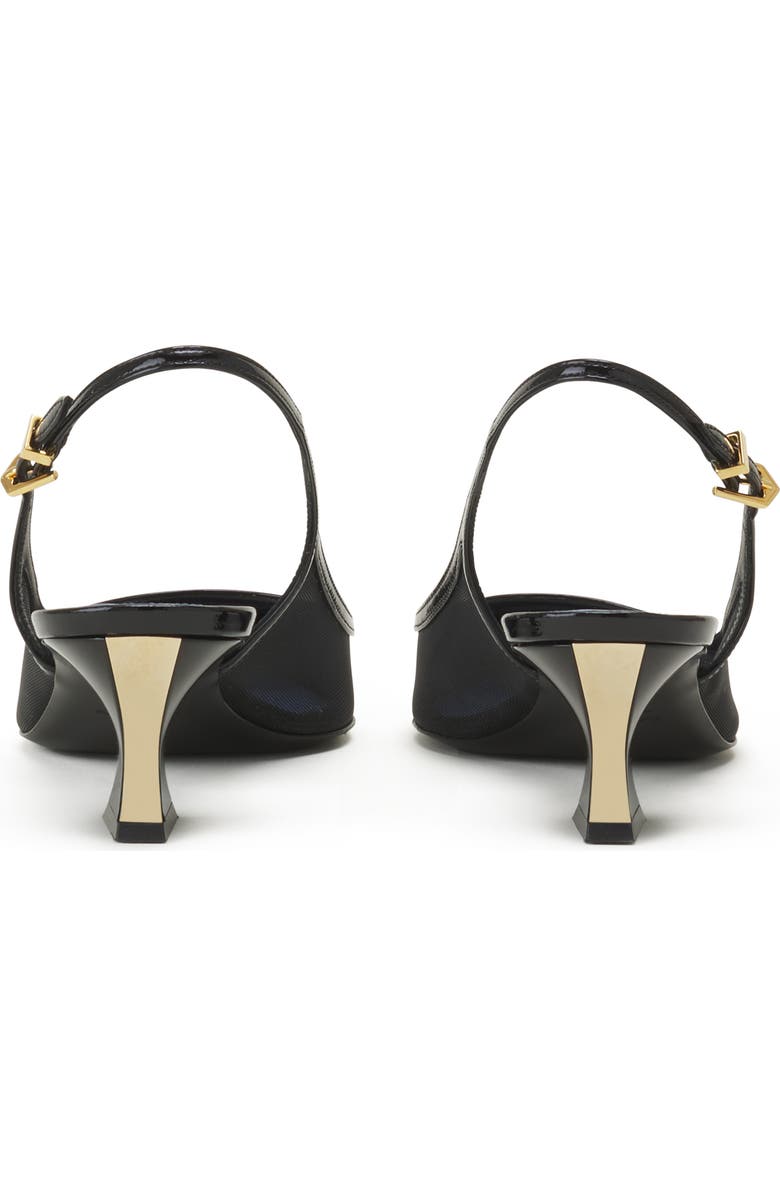 Lanvin Nocturne Slingback In Mesh And Patent Leather, Alternate, color, Black