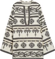 Johanna Ortiz Quetzalcalt Temple Long Sleeve Cotton Minidress