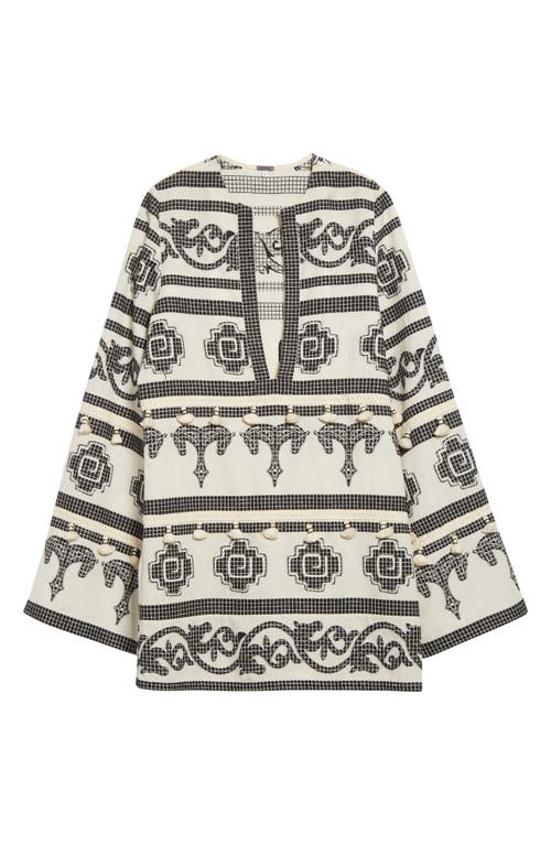 Johanna Ortiz Quetzalcalt Temple Long Sleeve Cotton Minidress In Multi
