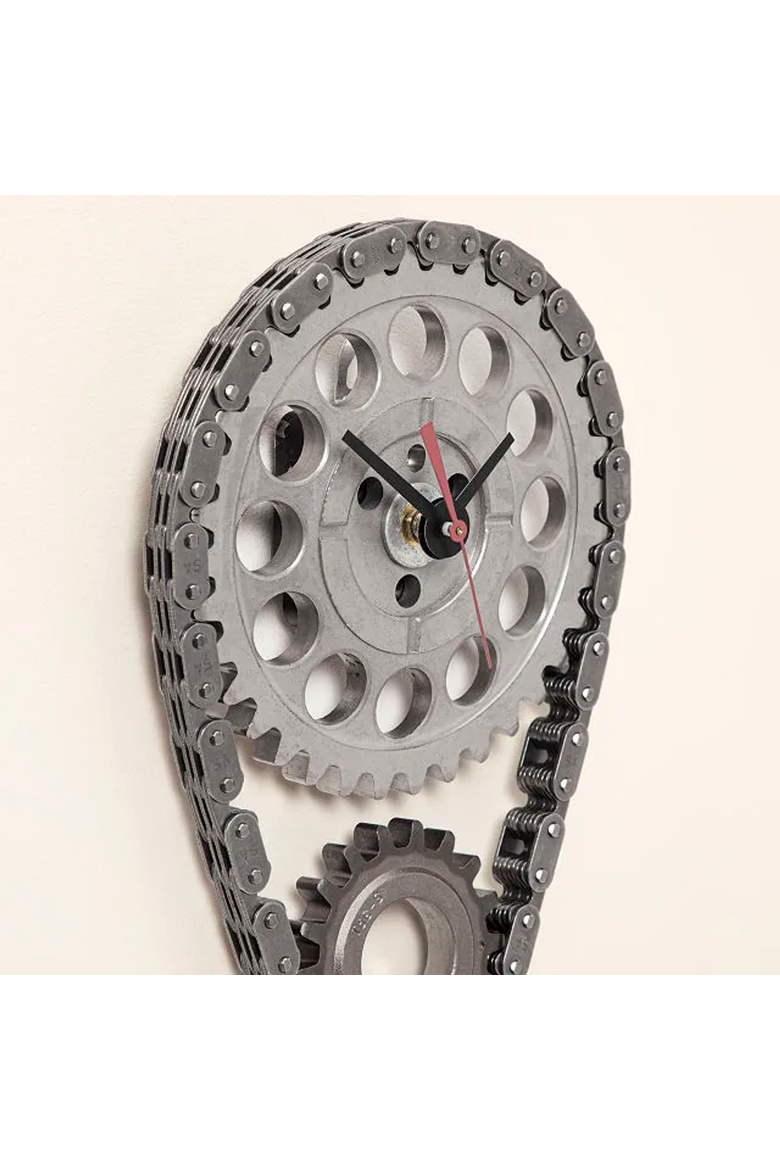 Auto Timing Chain and Gears Wall Clock, Alternate, color, Metallic Silver