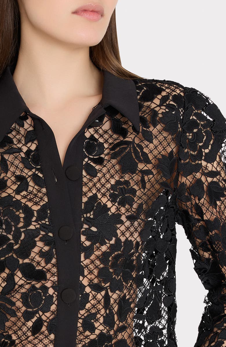 Milly June Rose Mosaic Shirt, Alternate, color, Black