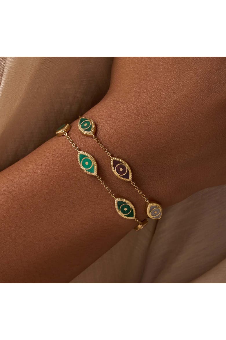Harmonious Guardian Evil Eye Multi-Stone Bracelet, Alternate, color, Gold/Multicolor