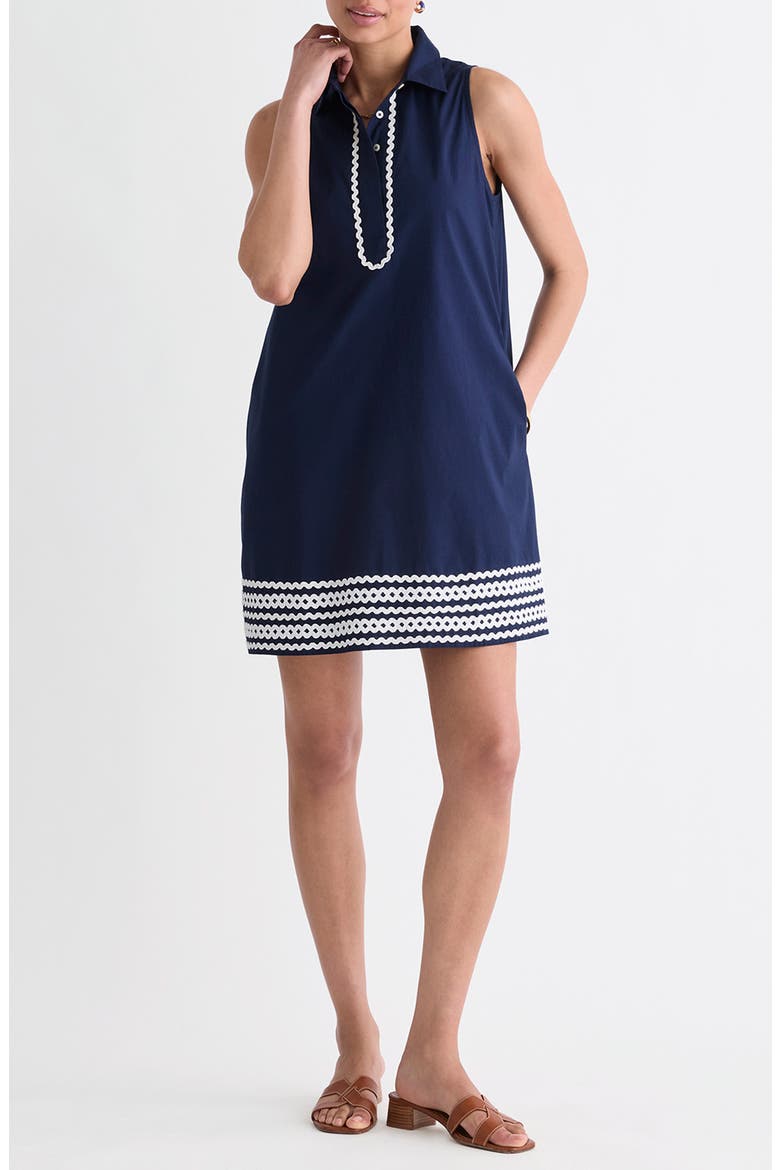 Pippa Rickrack Shirtdress, Main, color, NAUTICAL NAVY