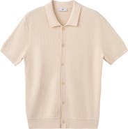 MANGO Cotton Piqué Button-Up Shirt