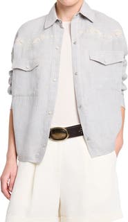 TWP Carter Embroidered Yoke Snap Top