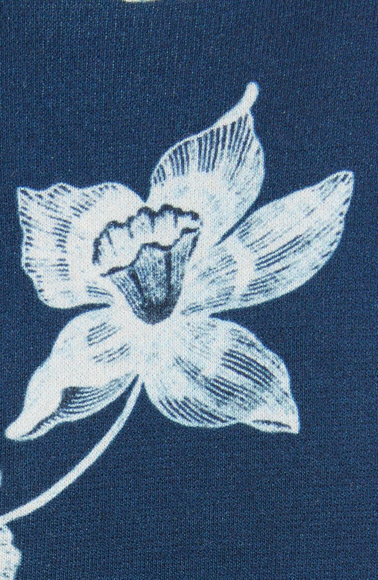 Erdem Floral Long Sleeve Ruched Jersey Dress, Alternate, color, 