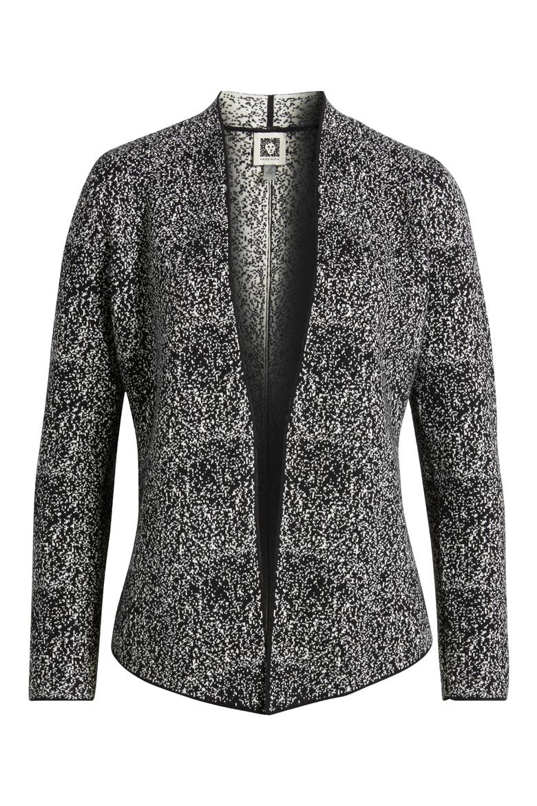 Open Front Cardigan, Alternate, color, ANNE BLACK/ ANNE WHITE