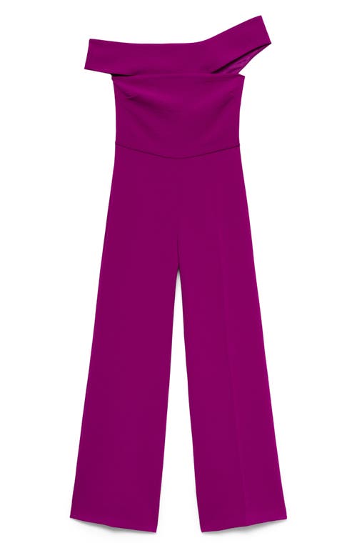 Mango One-shoulder Jumpsuit In Purple