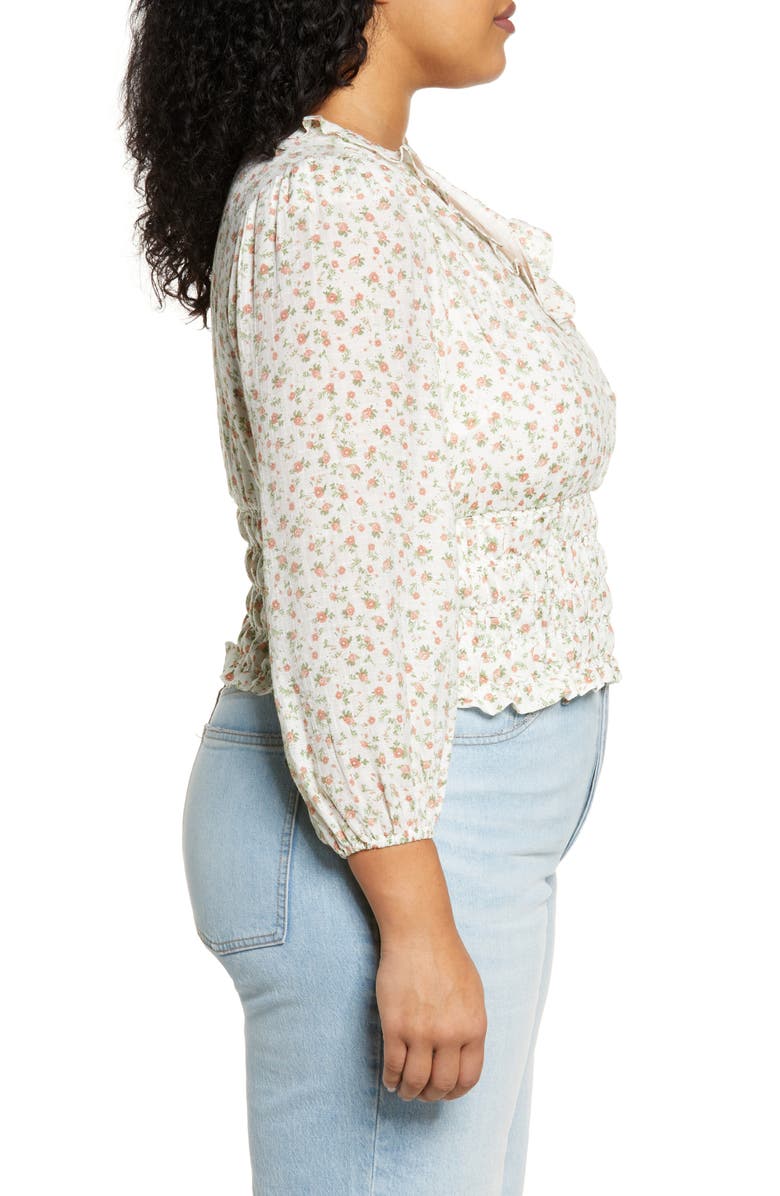 1.STATE Rosettes Smocked Waist Top, Alternate, color, Soft Rosettes