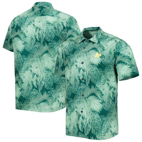 Men's Tommy Bahama Green Oakland Athletics Bahama Coast Luminescent Fronds IslandZone Button-Up Camp Shirt