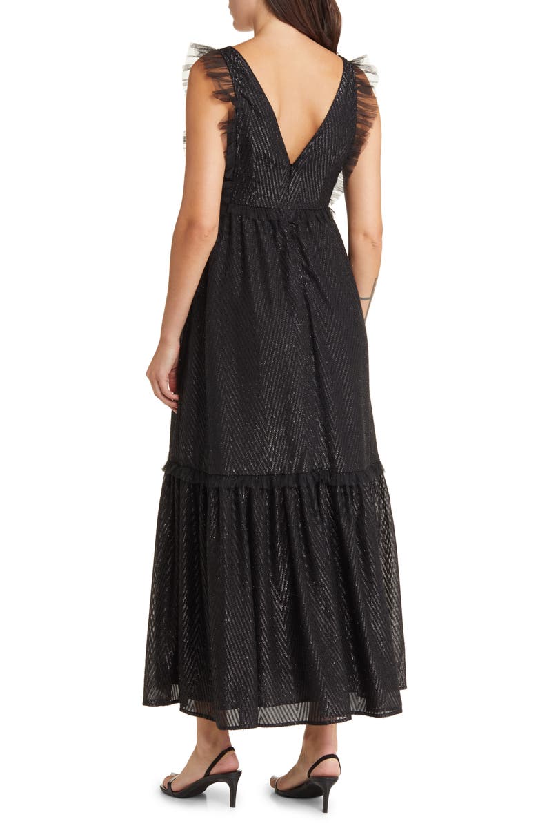 Chelsea28 Metallic Mesh Ruffle Gown, Alternate, color,