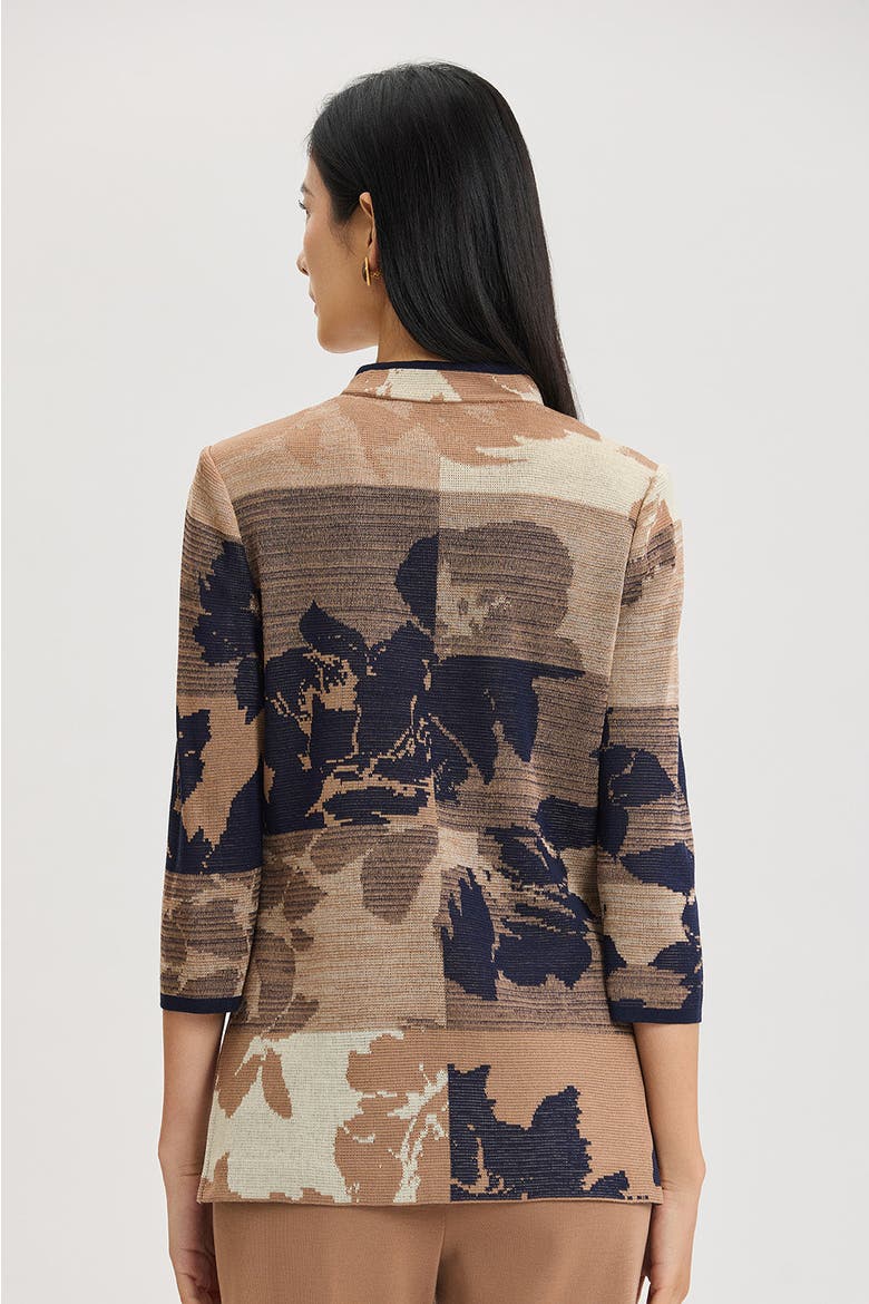 Floral Jacquard Ombre Knit Jacket, Alternate, color, Warm Taupe/Almond/Indigo