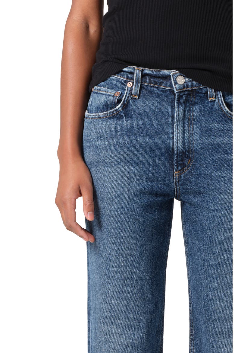 Valen Frayed Mid Rise Ankle Straight Leg Jeans, Alternate, color, SOLACE