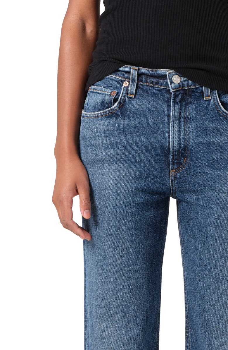 AGOLDE Valen Frayed Mid Rise Ankle Straight Leg Jeans, Alternate, color, Solace