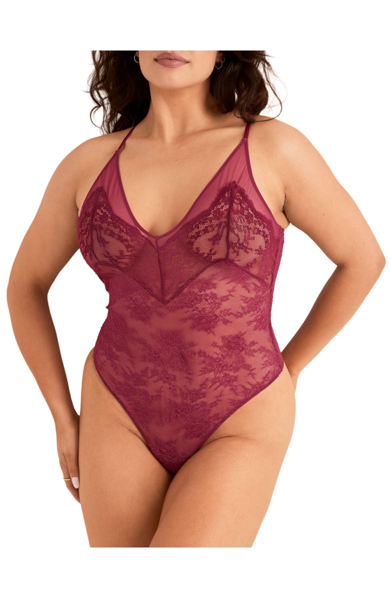 Adore Me Shiba Bodysuit Lingerie, Main, color, Dark Red