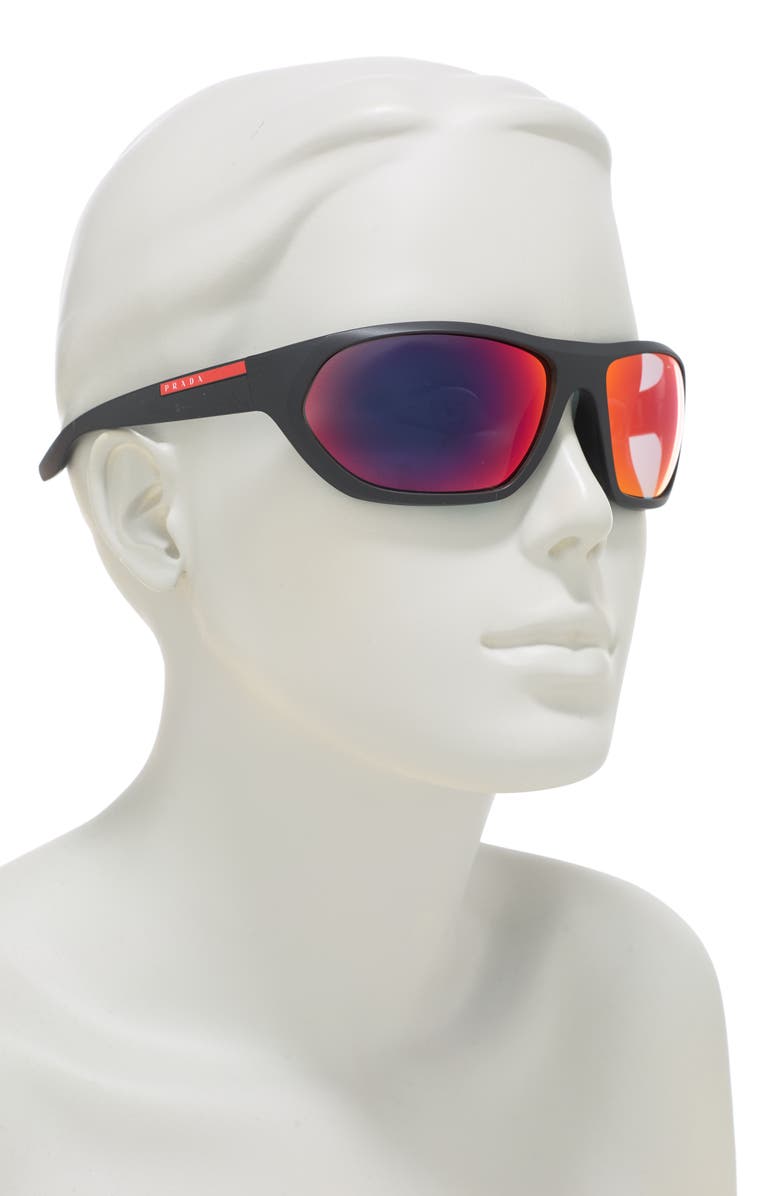 Prada Linea Rossa 66mm Wrap Mirror Sunglasses, Alternate, color,