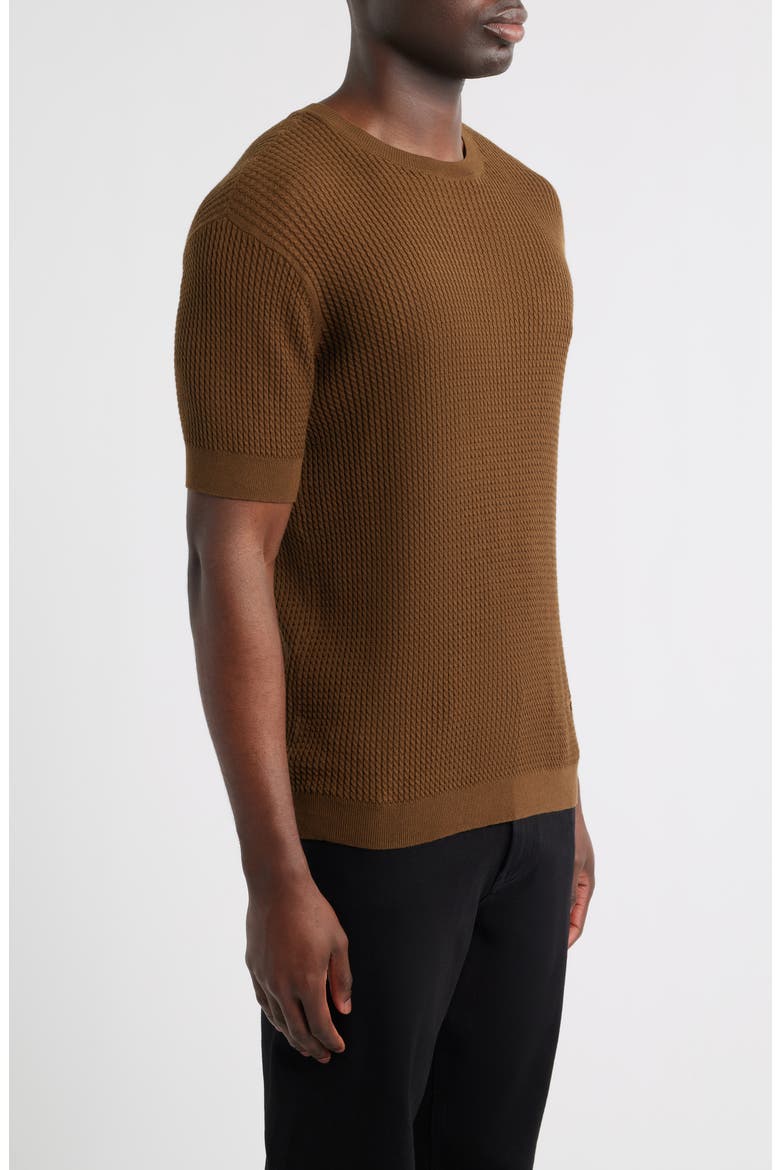 Chain Link Short Sleeve Sweater, Alternate, color, SOLID MEDIUM BEIGE