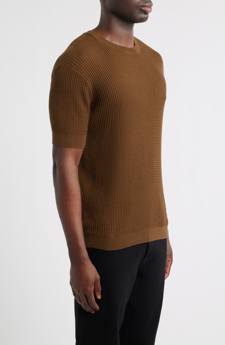 Emporio Armani Chain Link Short Sleeve Sweater, Alternate, color, Solid Medium Beige