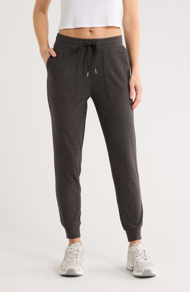 Jessica Simpson Tie Waist Joggers, Main, color, Meteorite Heather