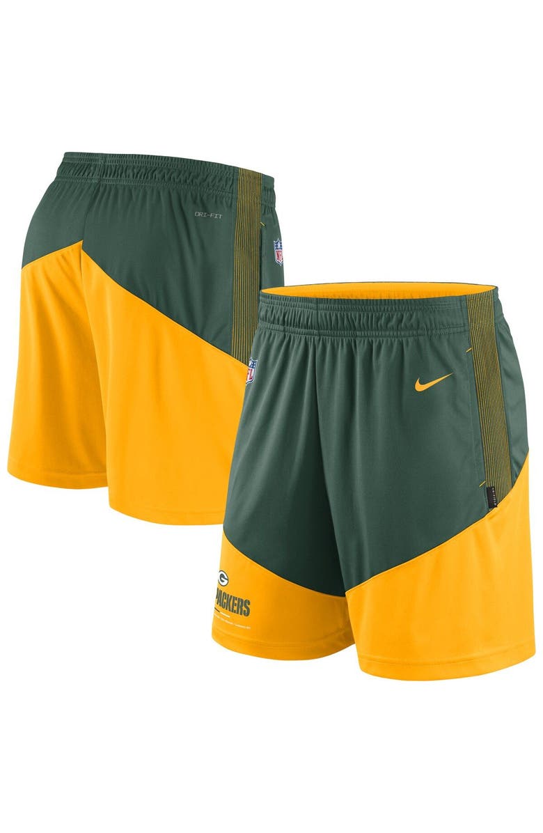 Nike Men's Nike Green/Gold Green Bay Packers Sideline Primary Lockup Performance Shorts, Main, color, 