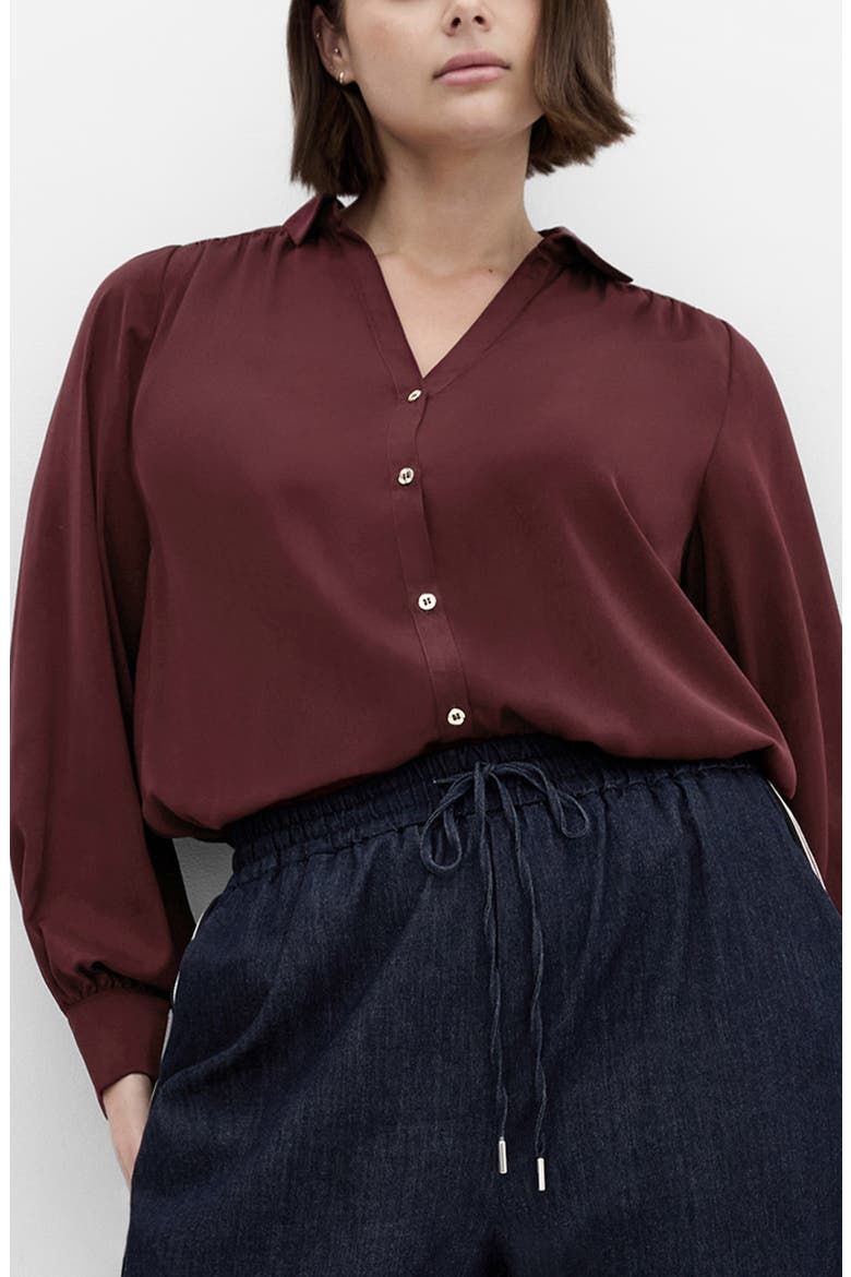 Jennifer Johnny Collar Button-Up Shirt, Main, color, RED