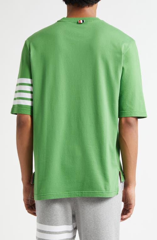Thom Browne 4-bar Cotton Jersey T-shirt In Green