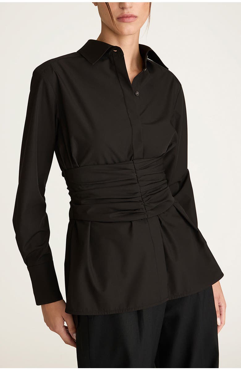 Rebecca Taylor Corseted Button Down, Main, color, Black