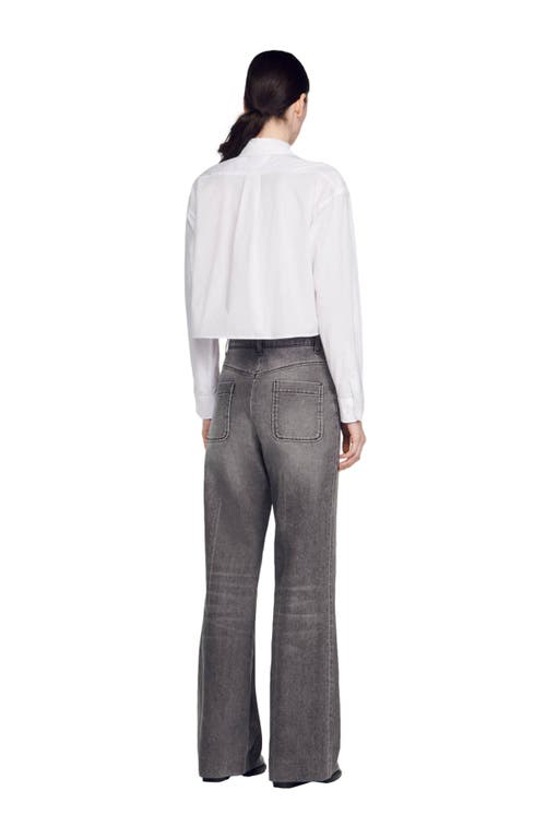 Sandro Monogram-embroidered Cotton Shirt In White