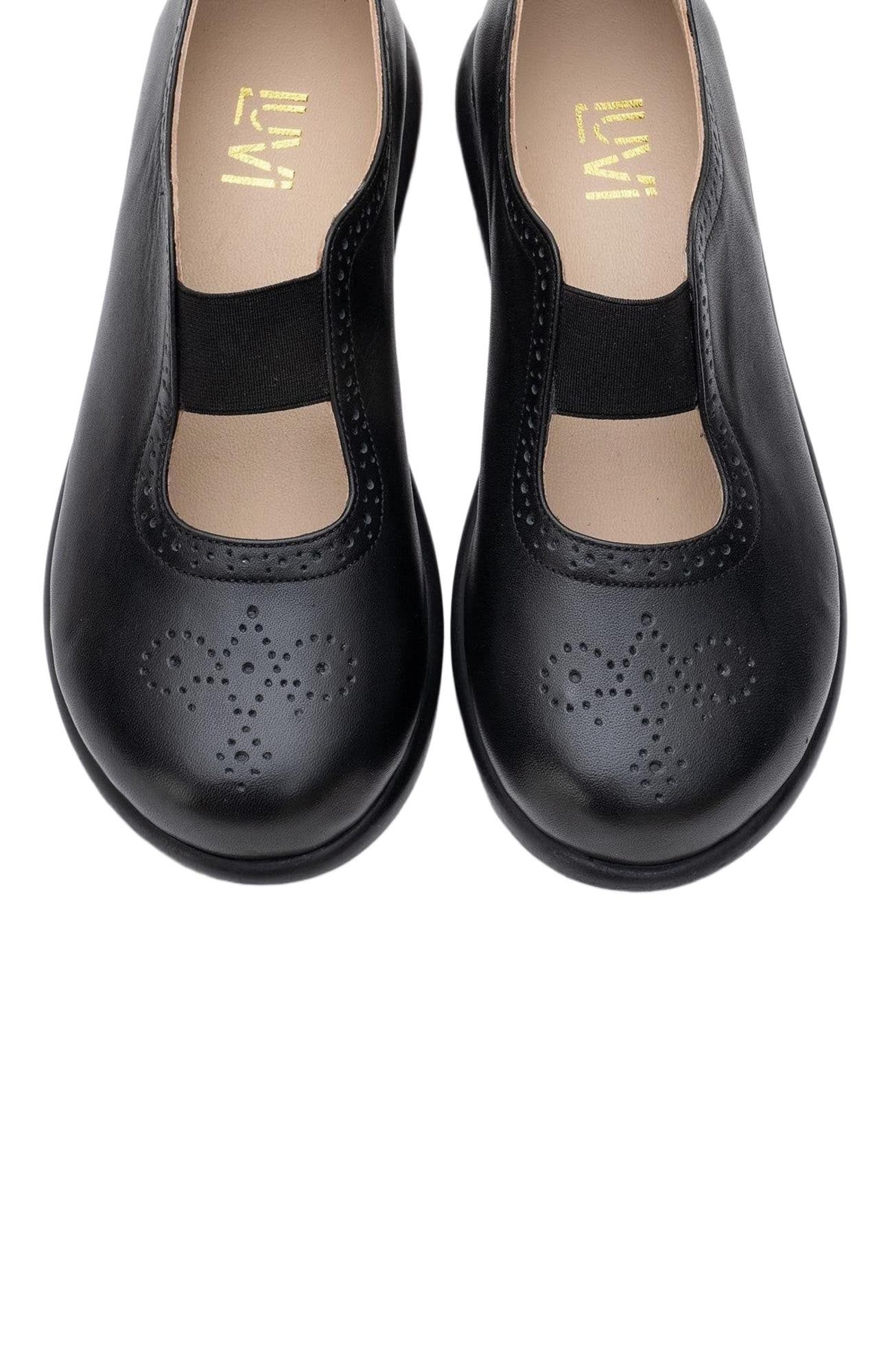 Forever & Always Shoes CHELLE Elastic Leather Flat, Alternate, color, Black Leather