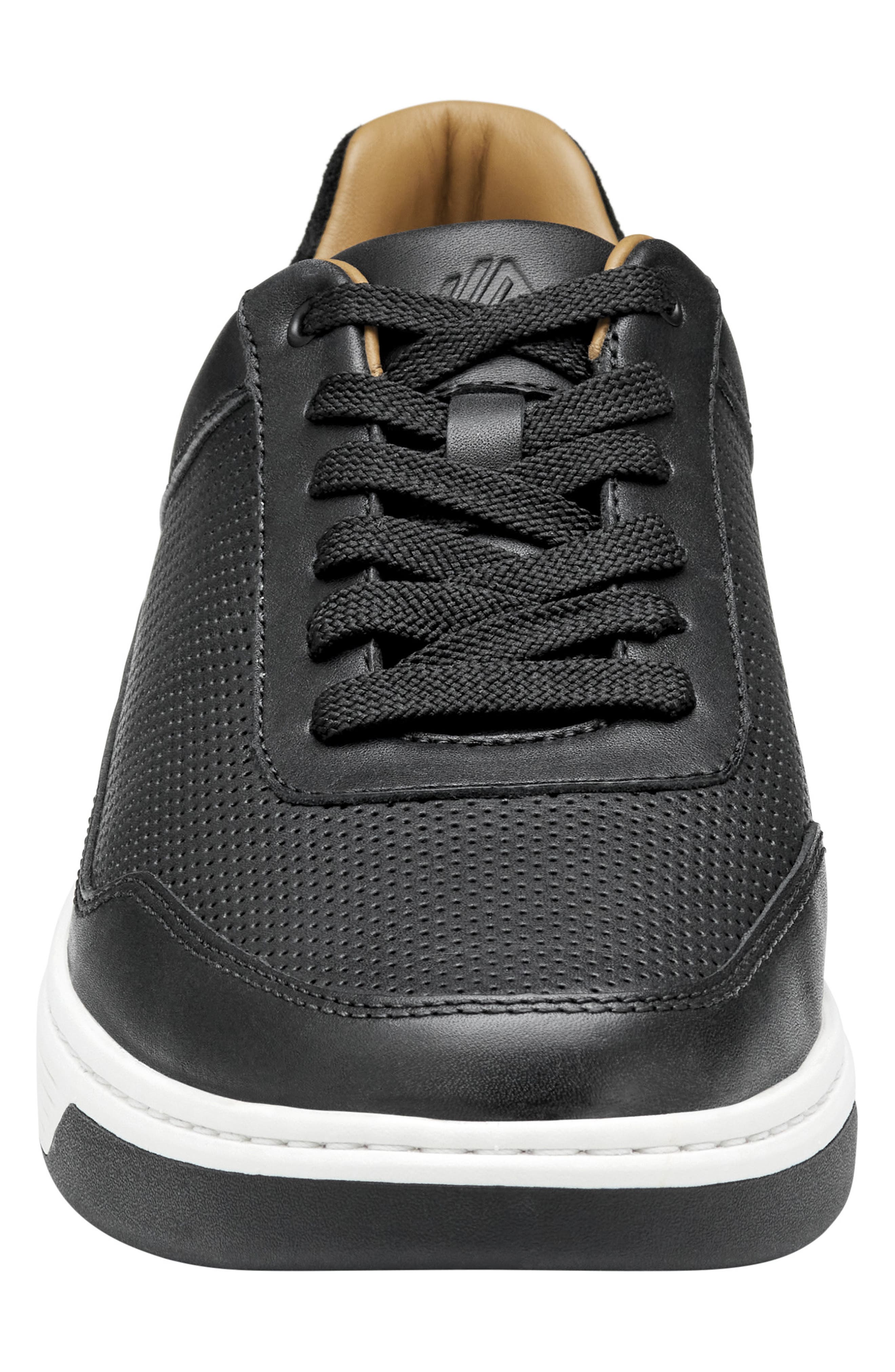 Johnston & Murphy Dawson Perforated Leather Sneaker, Alternate, color, Black Full Grain