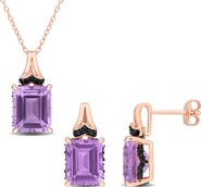 DELMAR Emerald-Cut Rose de France Amethyst Earrings & Necklace Set