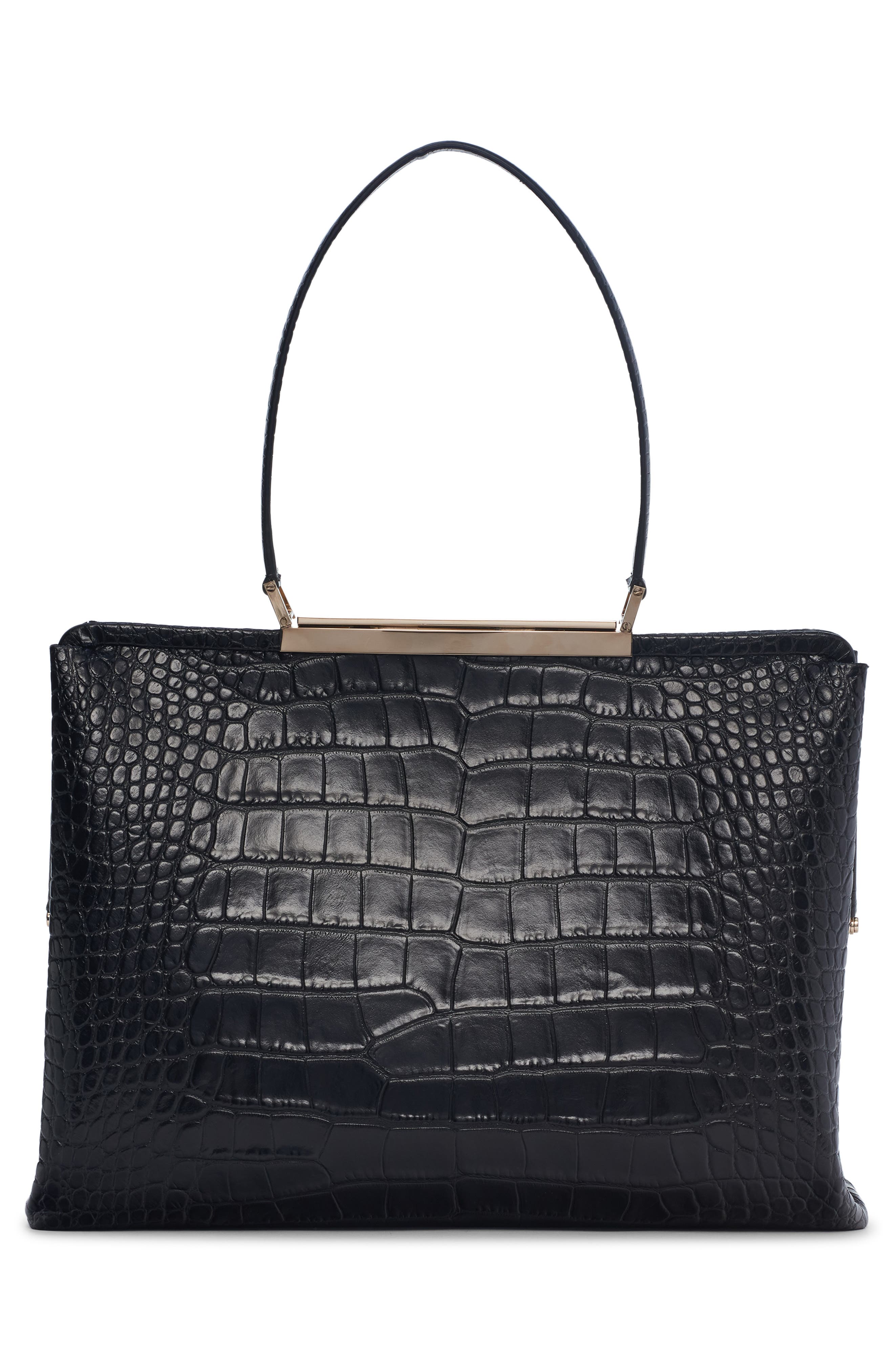 TOM FORD Patrick Croc Embossed Shoulder Bag, Alternate, color, Black